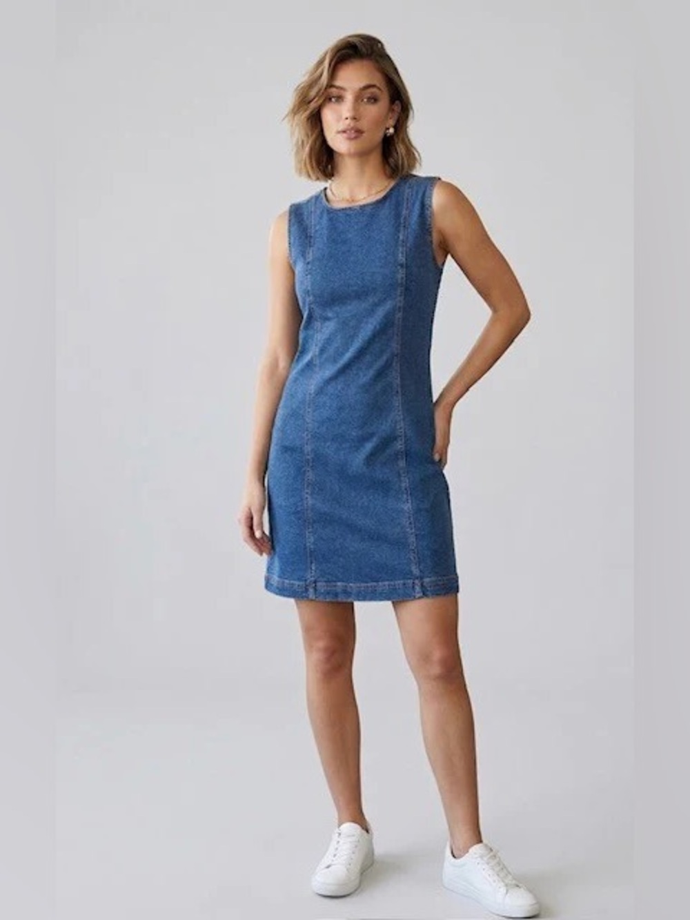 NEW Vigoss Seamed Denim Mini Dress Size M Western Concert Festival Country